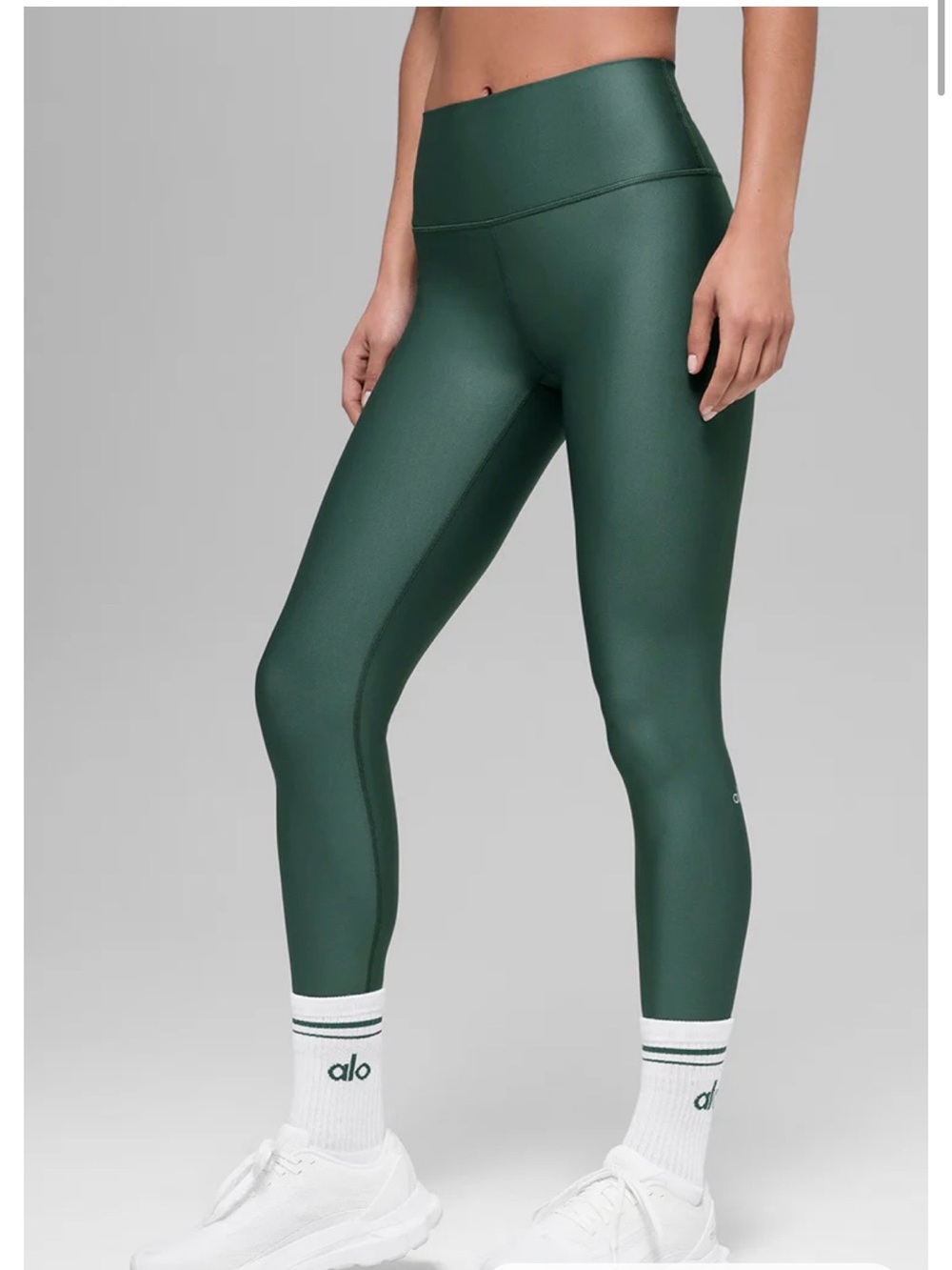 3/4 ALO Burgundy High-Rise Airlift Leggings with sleek finish